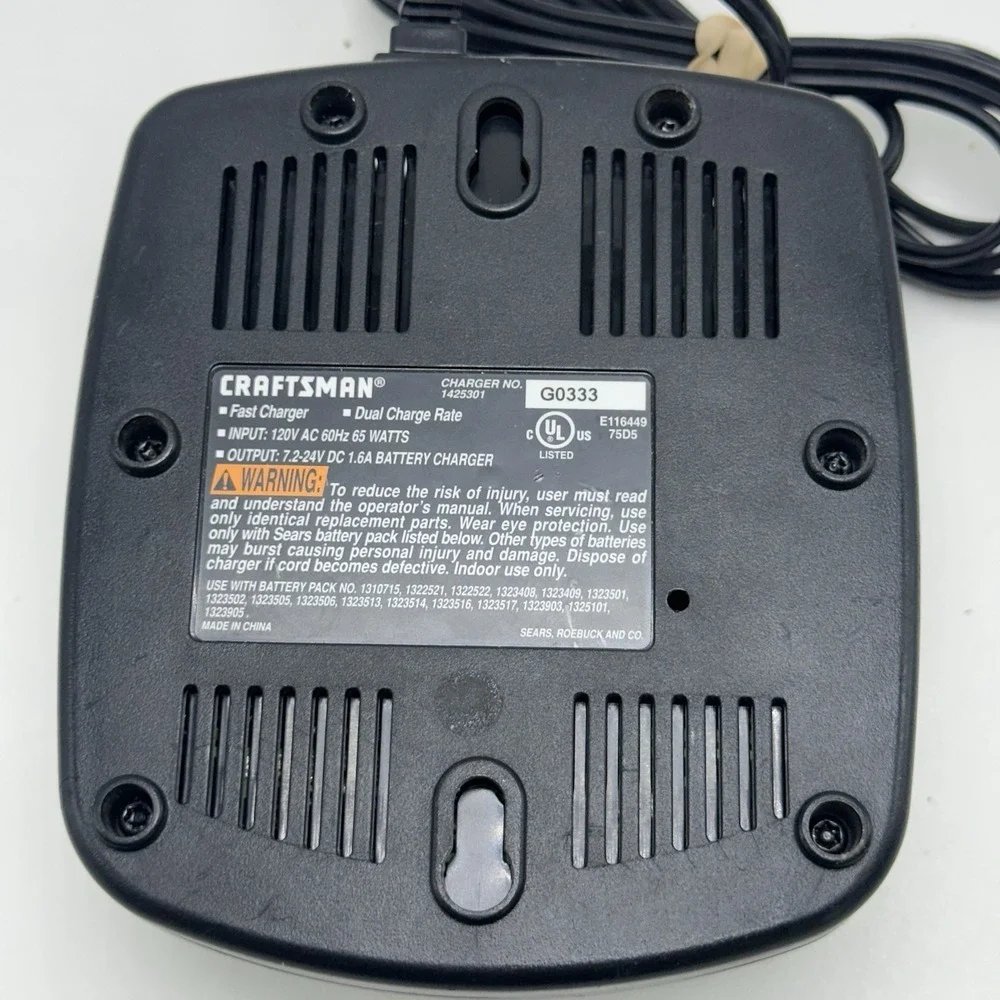 CRAFTSMAN FAST 1 HOUR BATTERY CHARGER 1425301 7.2v 12v 18v 19.2v 24v